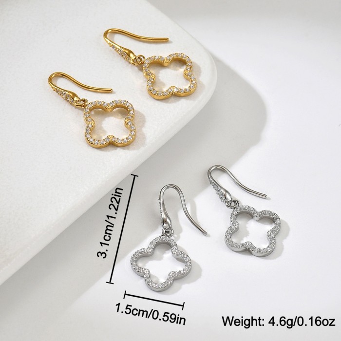 Wholesale Stainless Steel Four-Leaf Clover Earrings