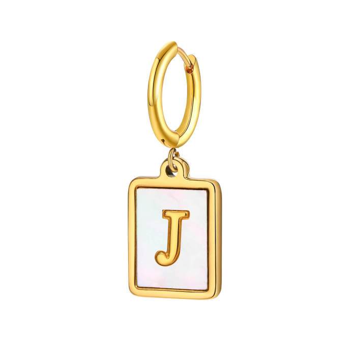 Wholesale Stainless Steel Initial Shell Huggie Hoop Earring