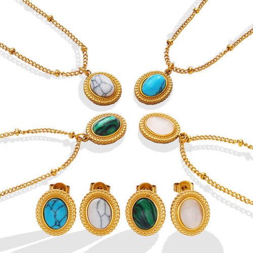 Wholesale Stainless Steel Vintage Stone Necklace