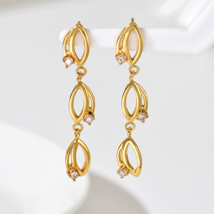 Wholesale Stainless Steel 18K Gold Plated Leaf Earrings
