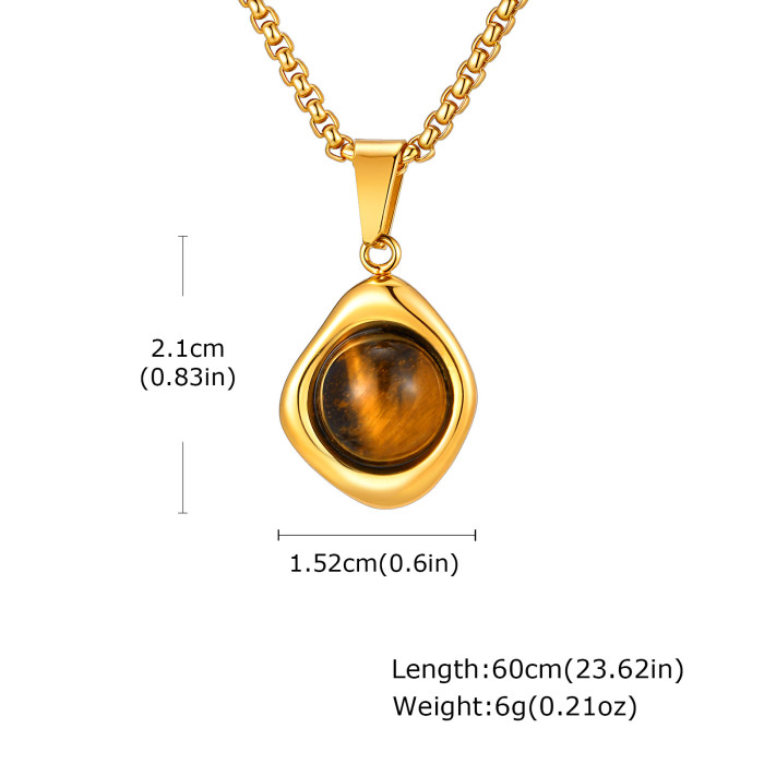 Wholesale Stainless Steel Tiger Eye Agate Stone Pendant