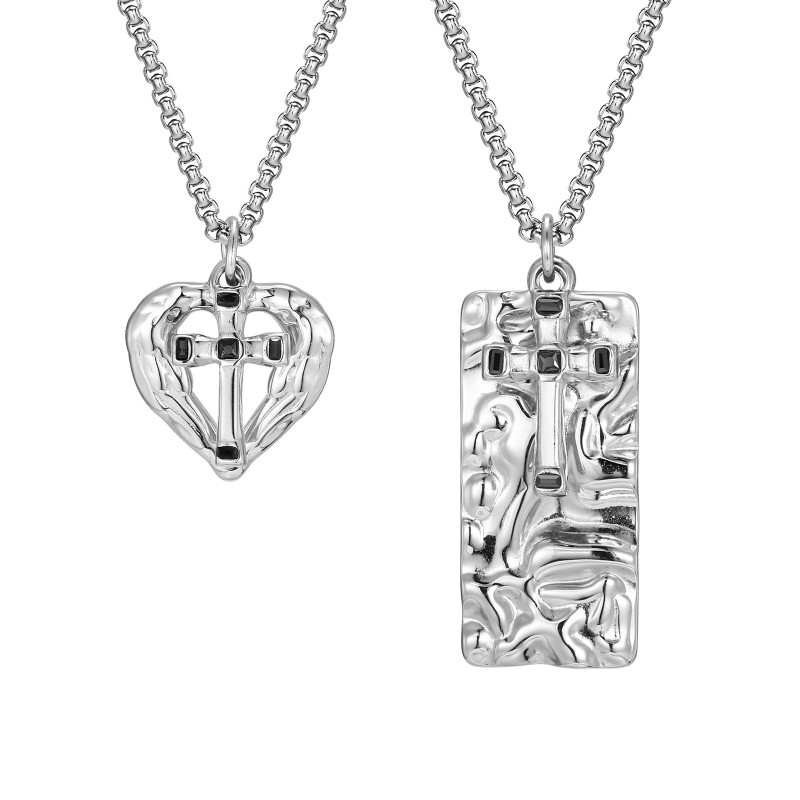 Wholesale Stainless Steel Molten Cross Pendant Necklace