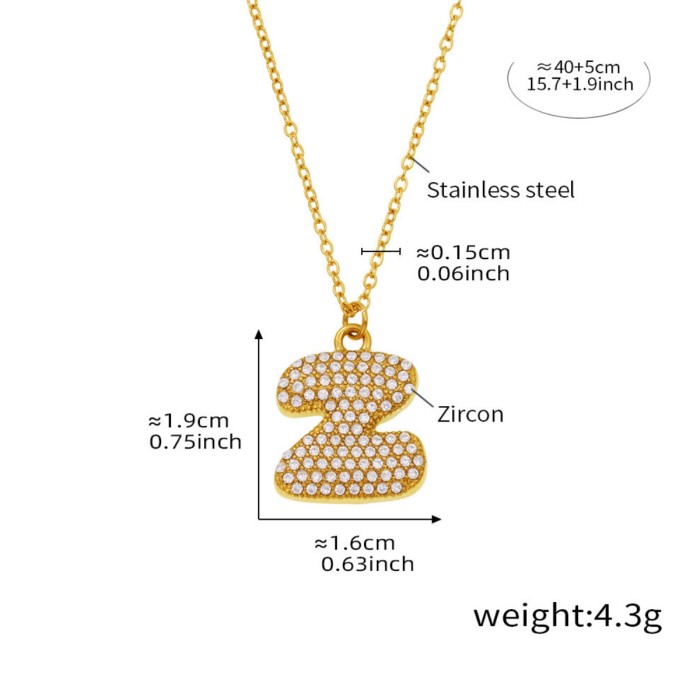 Wholesale Stainless Steel 5A CZ Initial Necklace