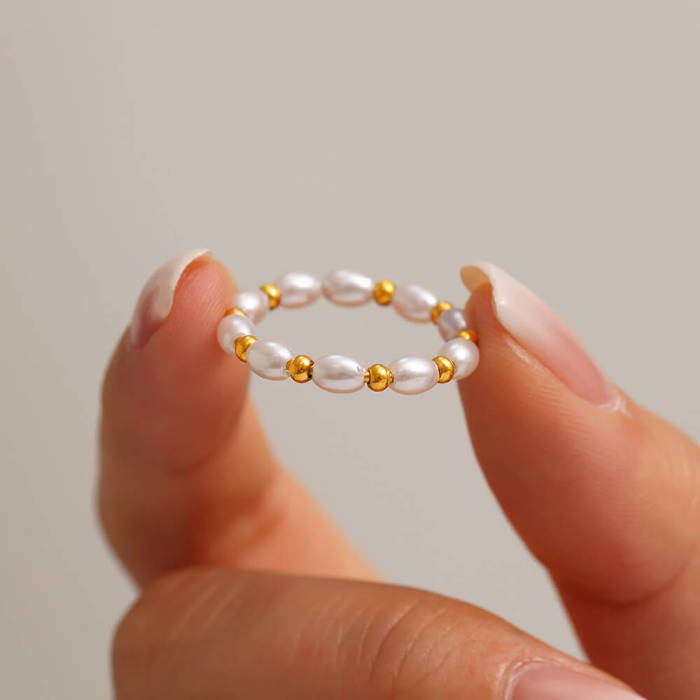 Wholesale Stainless Steel Bead and Pearl Ring