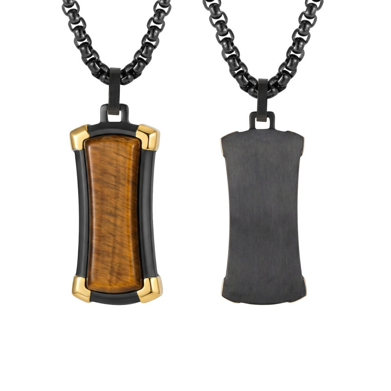 Wholesale Stainless Steel Rectangular Tiger's Eye Pendant
