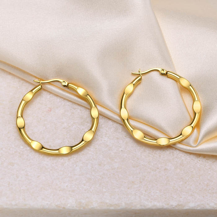 Wholesale Stainless Steel Hammered Hoop Earrings