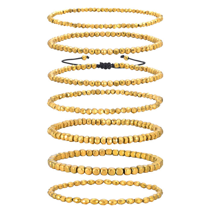 Wholesale Black Gallstone Gold Beaded Bracelet