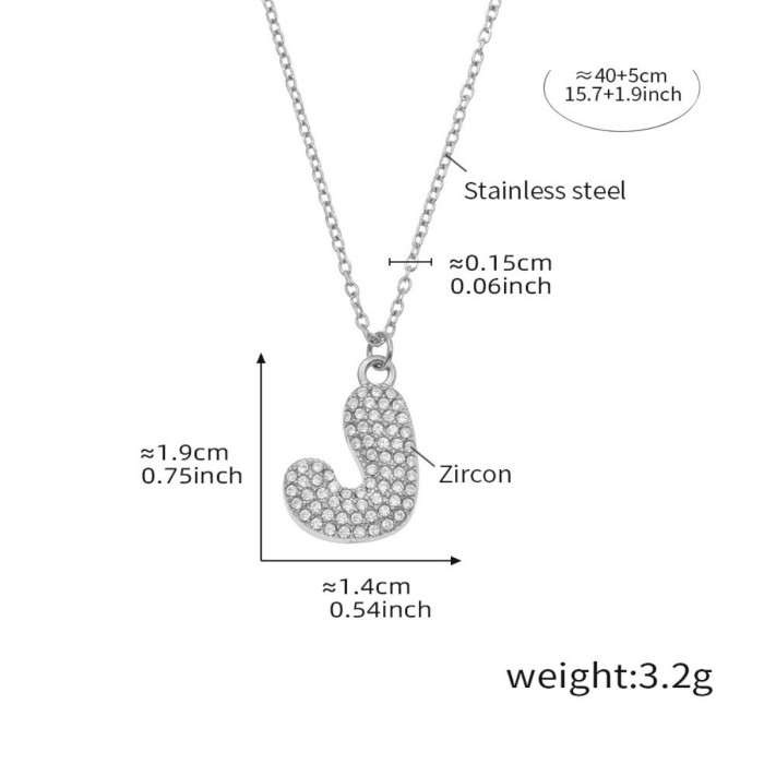 Wholesale Stainless Steel 5A CZ Initial Necklace