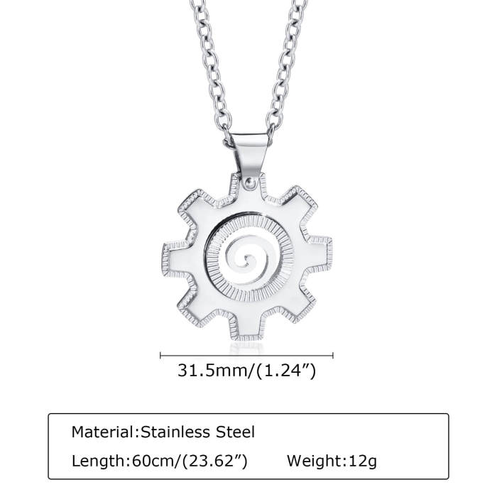Wholesale Stainless Steel Men's Gear Necklace