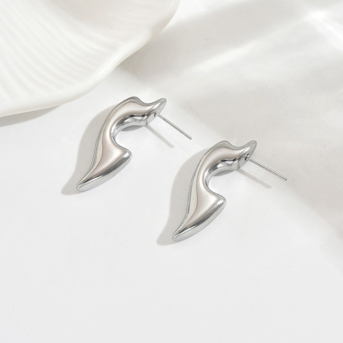 Wholesale Stainless Steel Abstract Curve Earrings