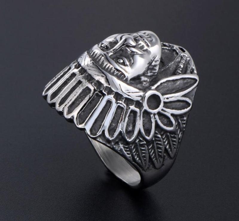Wholesale Stainless Steel Indian Chief Headdresses Ring