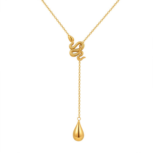 Wholesale Stainless Steel Snake Teardrop Necklace
