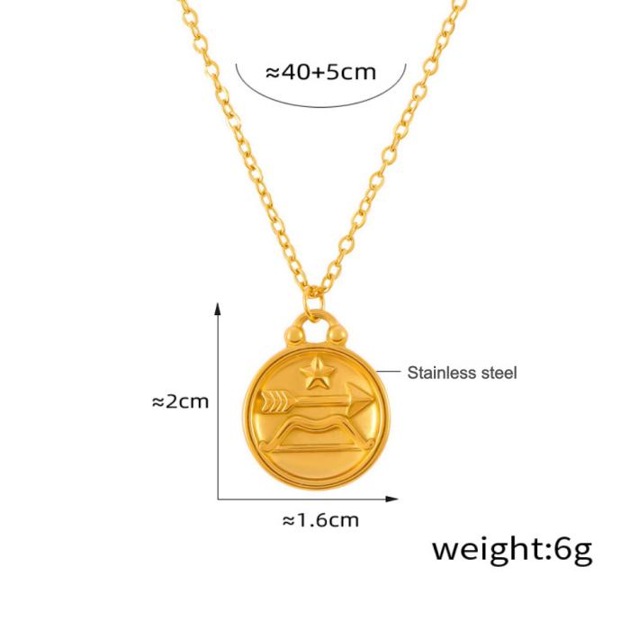 Wholesale Stainless Steel 12 Zodiac Sign Necklace Set
