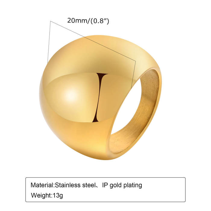 Wholesale Stainless Steel Gold Dome Ring