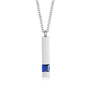 Wholesale Stainless Personalized Vertical Bar Necklace with CZ