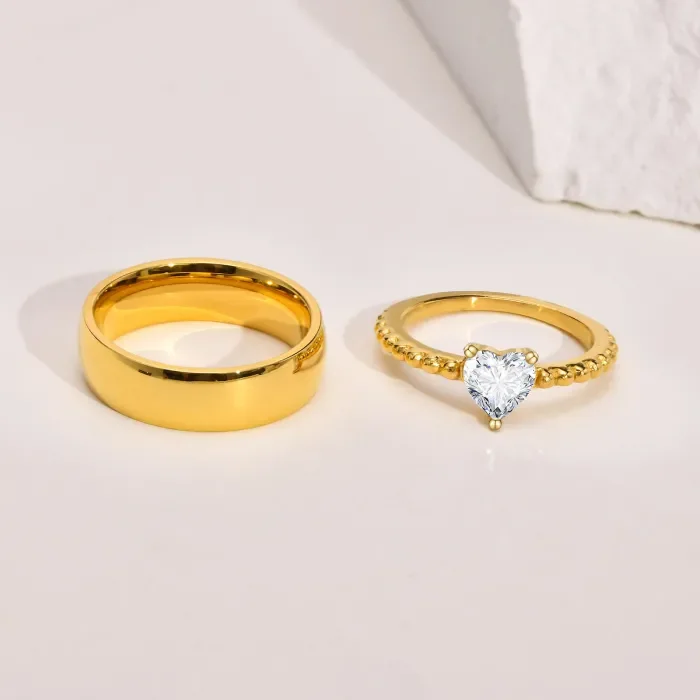 Wholesale Stainless Steel Classic Heart Shape CZ Ring