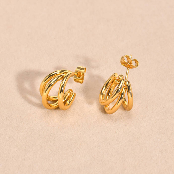 Wholesale Stainless Steel Women Multi-tube Stud Earrings