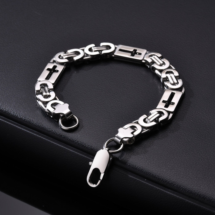 Wholesale Stainless Steel Cross Byzantine Bracelet