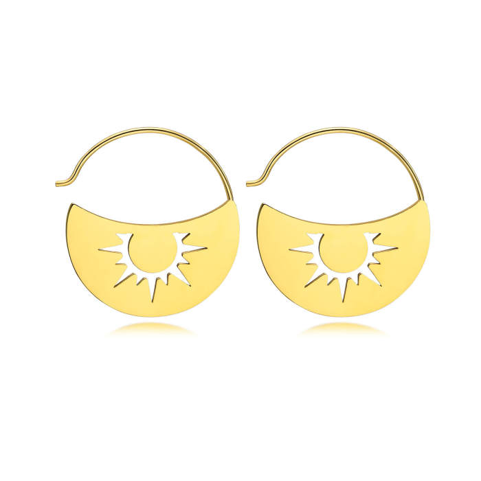 Wholesale Stainless Steel Moon Sun Earring