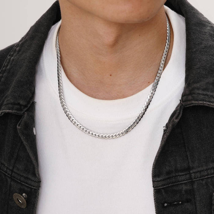 Wholesale Stainless Steel Flat NK Chain Necklace