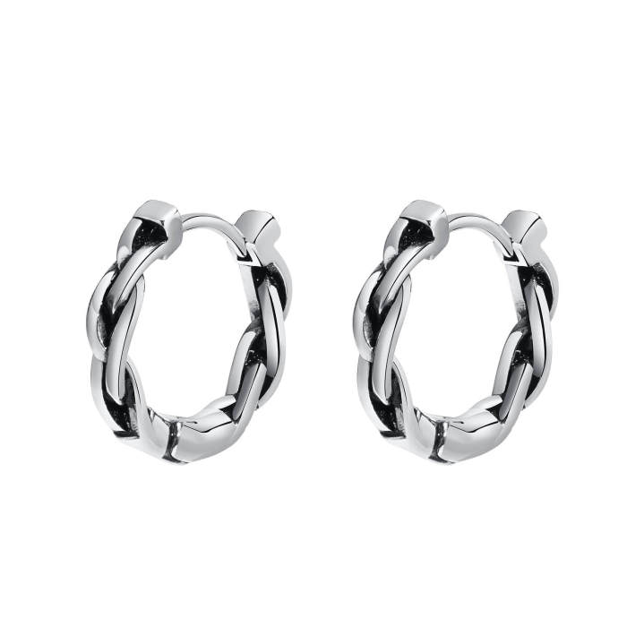 Wholesale Stainless Steel Punk Braided Huggie Earrings