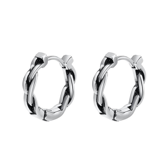 Wholesale Stainless Steel Punk Braided Huggie Earrings