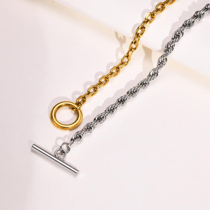 Wholesale Stainless Steel Half Braided Chain Necklace