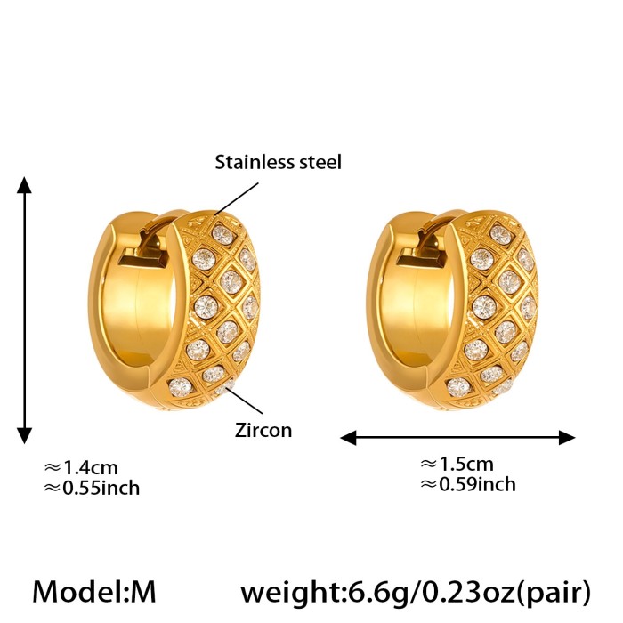 Wholesale Stainless Steel Gold Pave Hoop Earrings