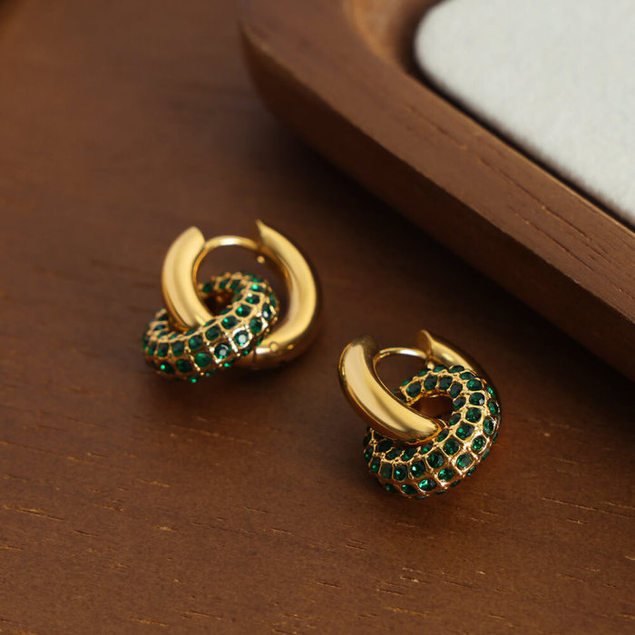 Wholesale Stainless Steel Pave Interlock Hoops with CZ