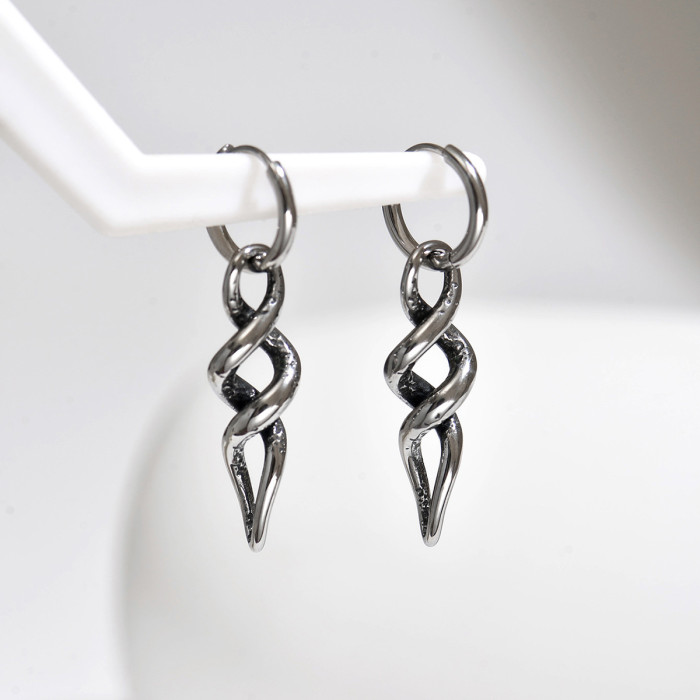 Wholesale Retro Stainless Steel Twist Earrings
