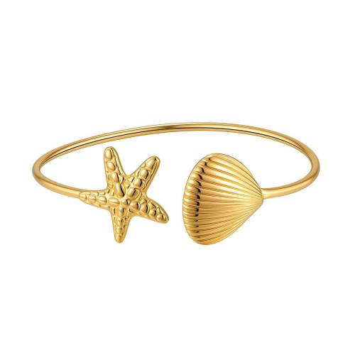 Wholesale Stainless Steel Starfish & Shell Bangle