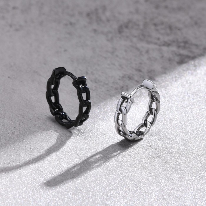 Wholesale Stainless Steel Curb Chain Huggie Earrings