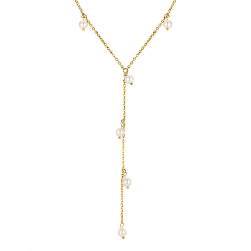 Wholesale Stainless Steel Imitation Pearl Long Necklace