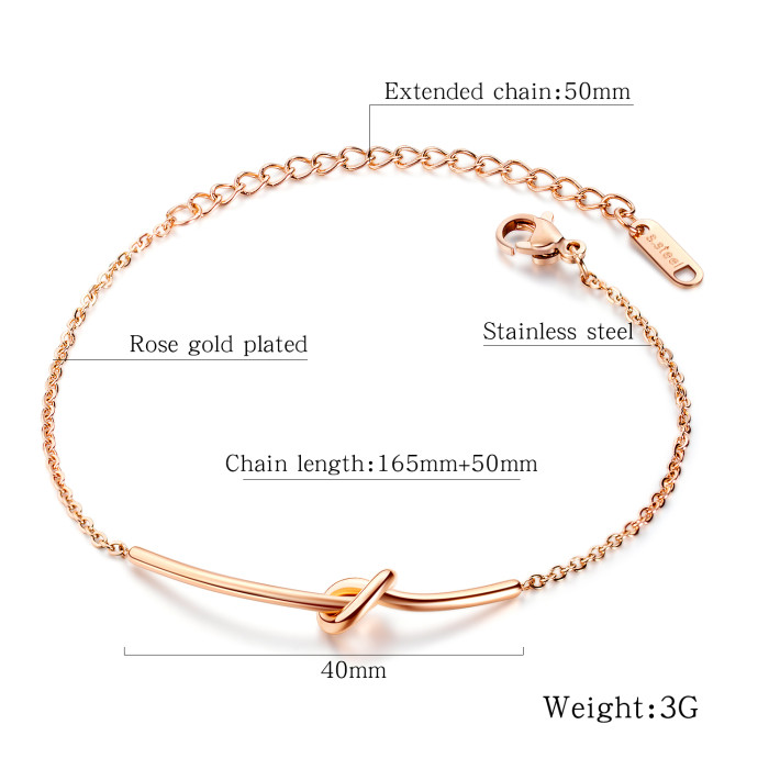 Wholesale Stainless Steel Adjustable Love Knot Bracelet