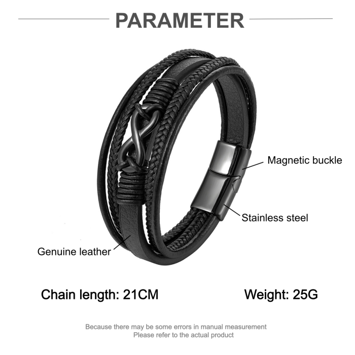 Wholesale Stainless Steel Classic Infinite Love Leather Bracelet
