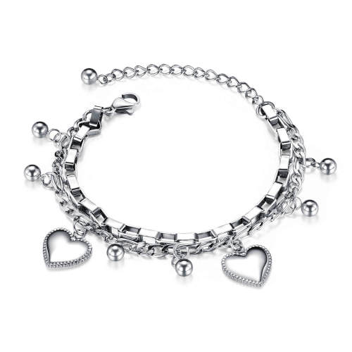 Wholesale Stainless Steel Heart Multi-layer Bracelet
