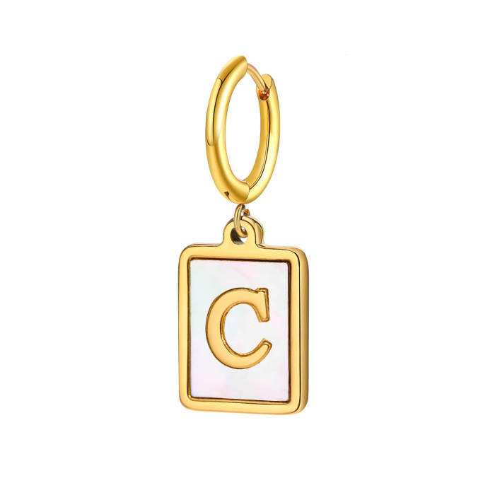 Wholesale Stainless Steel Initial Shell Huggie Hoop Earring