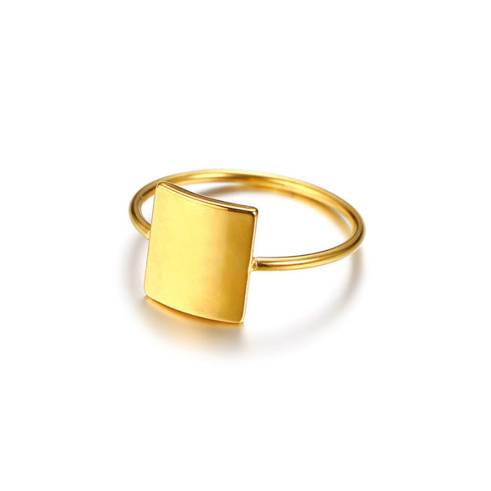 Wholesale Stainless Steel Minimalist Gold Square Statement Ring