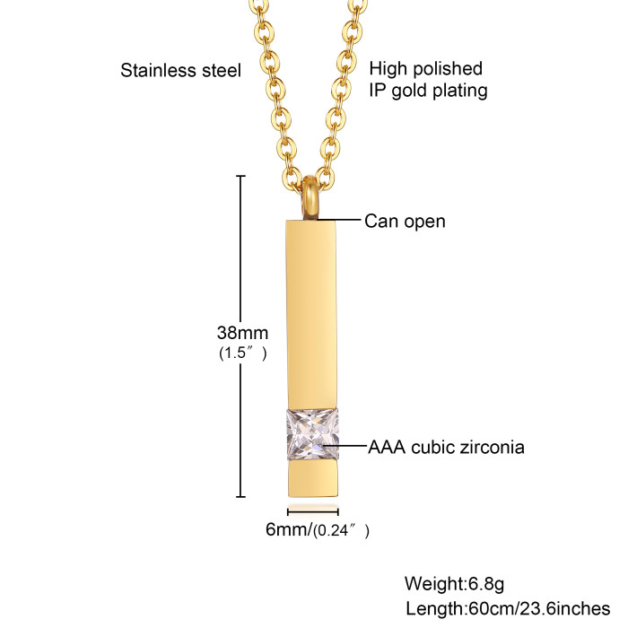 Wholesale Stainless Personalized Vertical Bar Necklace with CZ