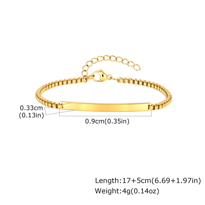 Wholesale 18K Gold Plated Engravable Bar Bracelet