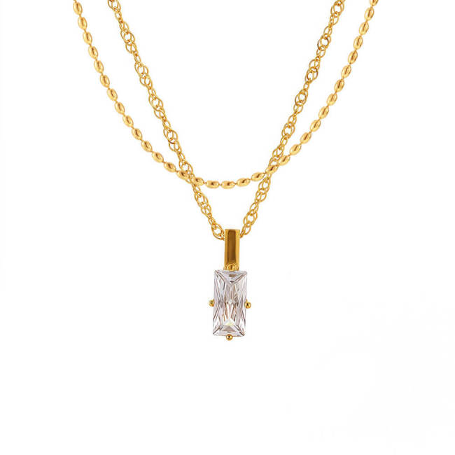 Wholesale Steel Multi-Layered Collarbone Necklace