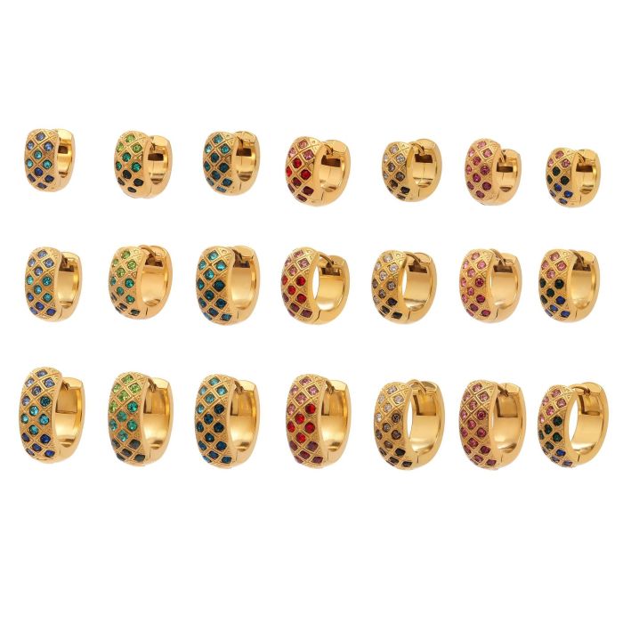 Wholesale Stainless Steel Gold Pave Hoop Earrings