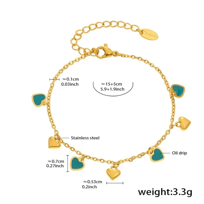 Wholesale Stainless Steel Colorful Heart Jewelry Set