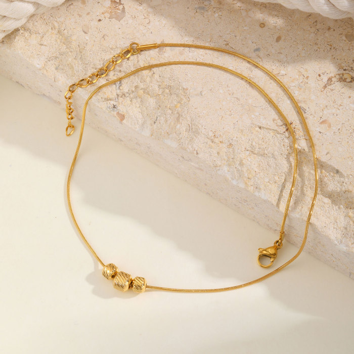 Wholesale Stainless Steel 3 Beads Necklace