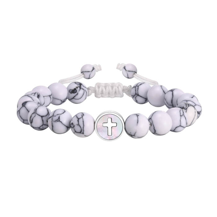 Wholesale Stainless Steel Cross Beaded Couple Bracelet