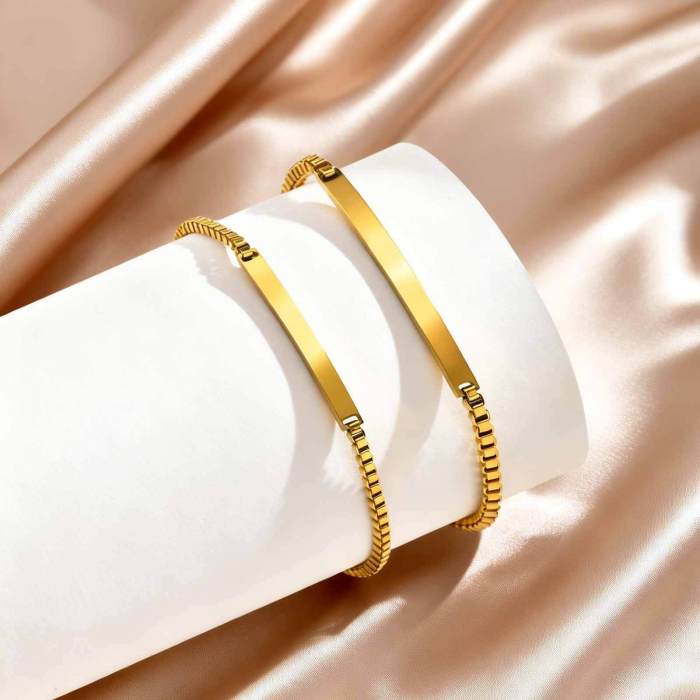 Wholesale 18K Gold Plated Engravable Bar Bracelet