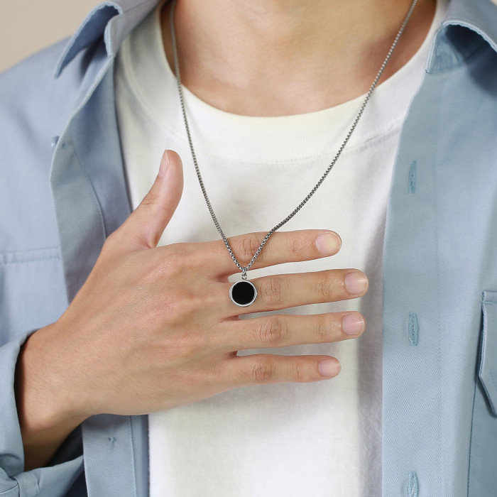 Wholesale Stainless Steel Oval Enamel Pendant Necklace