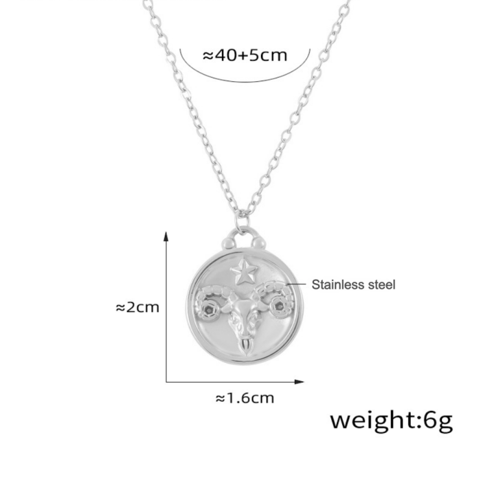 Wholesale Stainless Steel 12 Zodiac Sign Necklace Set