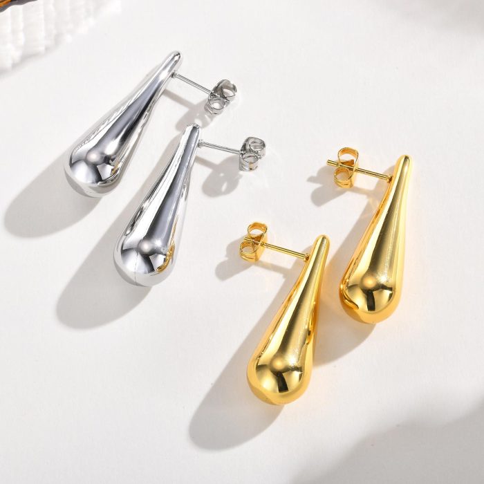 Wholesale Stainless Steel Glossy Drop Earrings