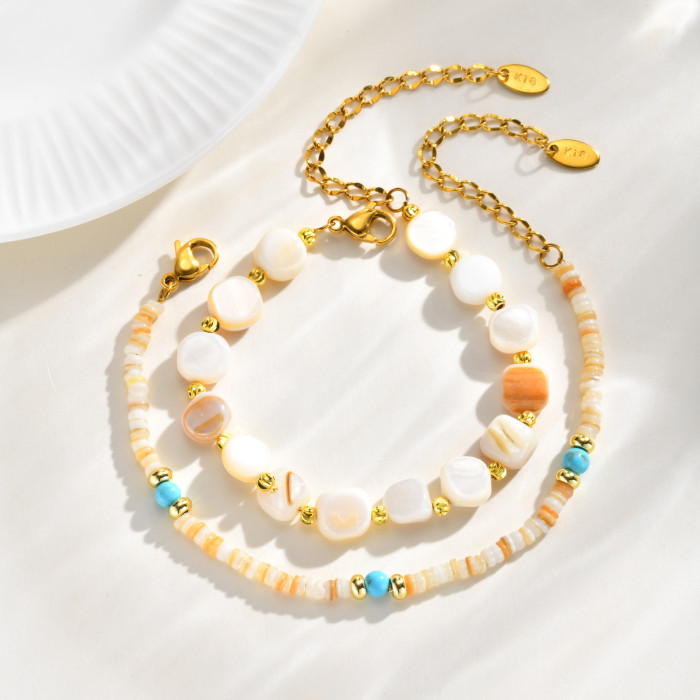 Wholesale Stainless Steel Irregular Shell Bead Bracelet